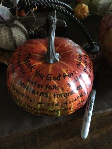 Thanksgiving Gratitude, Gratitude, pumpkin with writing on it