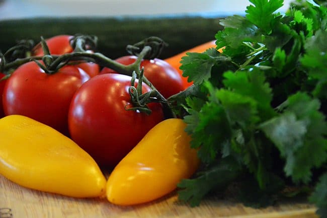 healthy summer salad made from garden vegetables